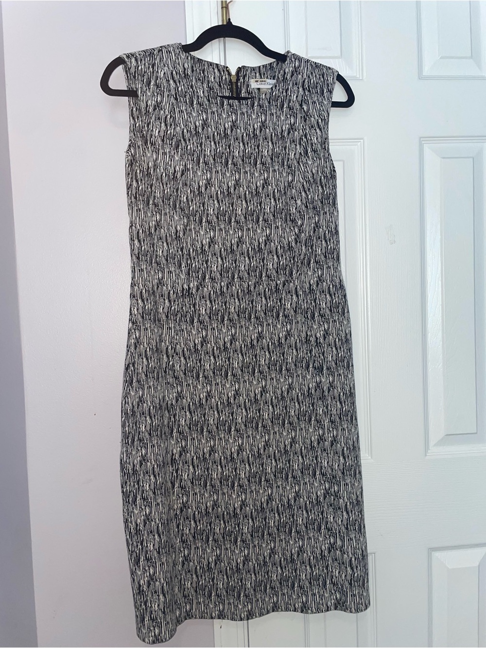 Calvin Klein Classic Black & White Sheath Dress - Minimalist Workwear